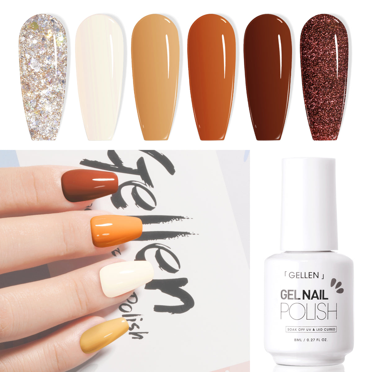 Golden Harvest 6 Colors Gel Nail Polish Set 8ml