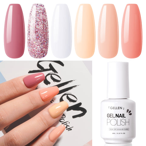 Peachy Dreams 6 Colors Gel Nail Polish Set 8ml