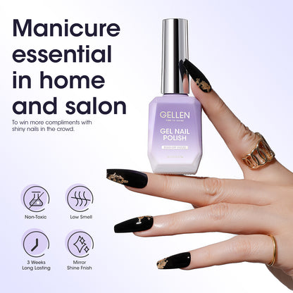 Gellen Black Gel Nail Polish #107, 18ml