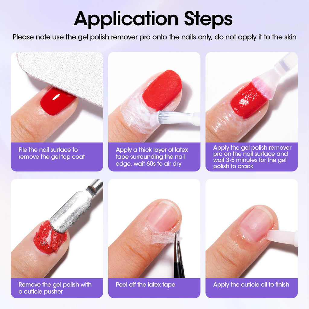 Gellen Upgraded Gel Nail Polish Remover Pro Set - 18ML Gel Polish Remover and 15ML Latex Tape Peel Off Liquid