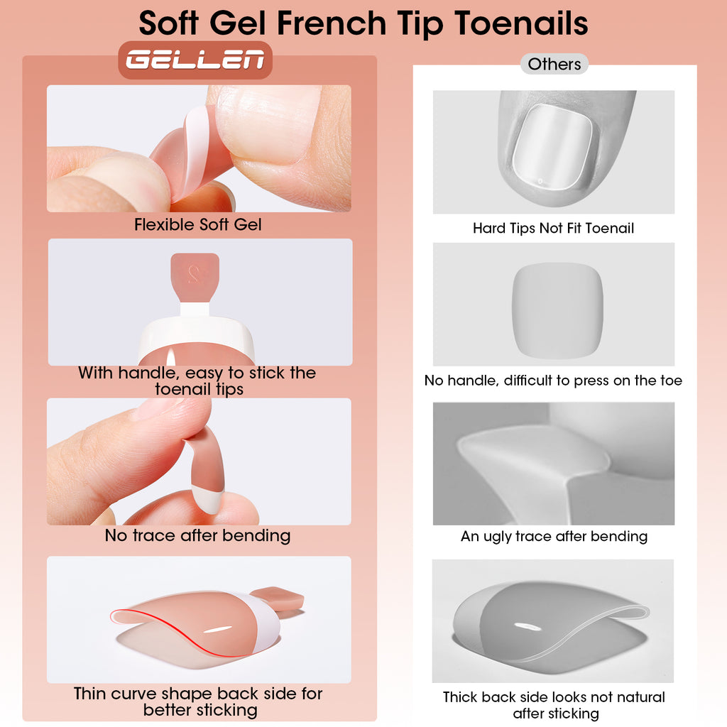 Toe Nail Tips French Press ons Brown 15 Sizes 240pcs
