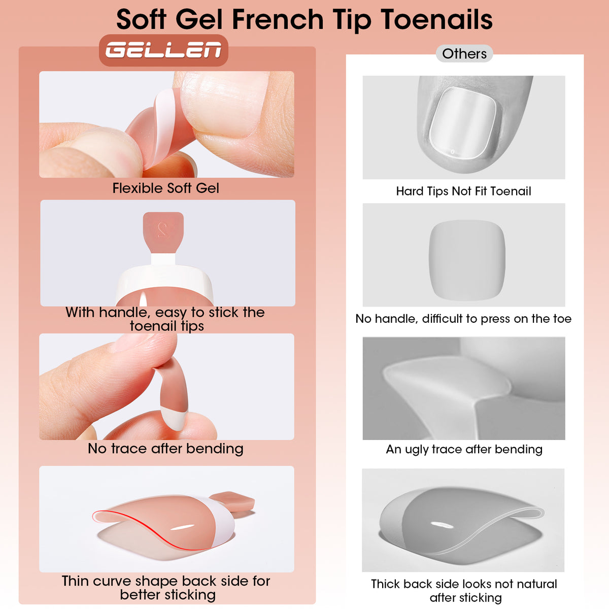 Toe Nail Tips French Press ons Brown 15 Sizes 240pcs