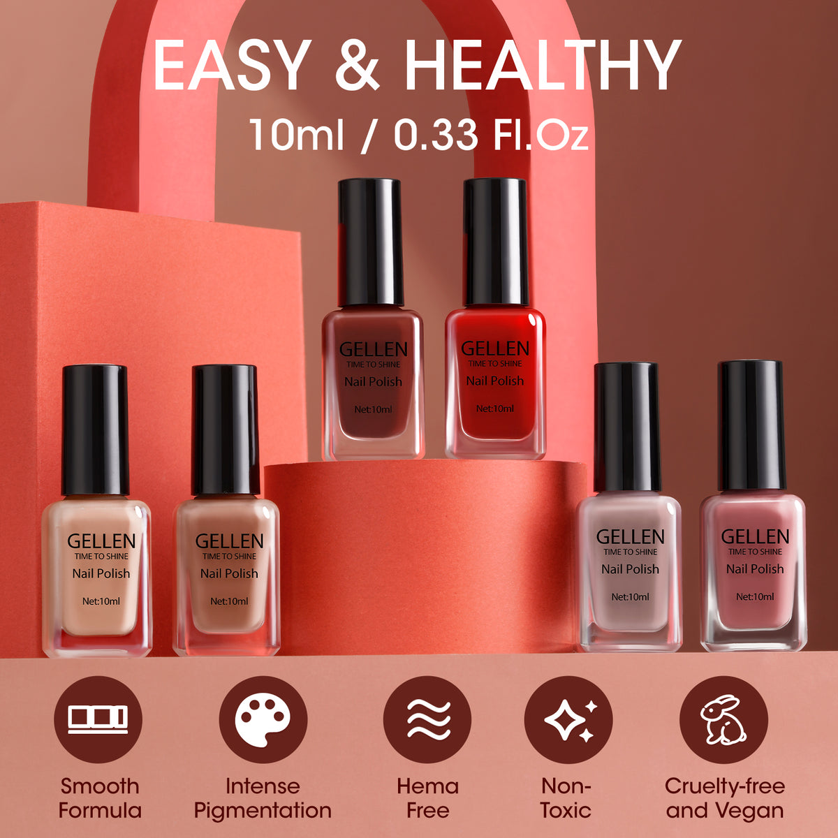 Velvet Rose 6 Colors Nail Polish Set 10ml