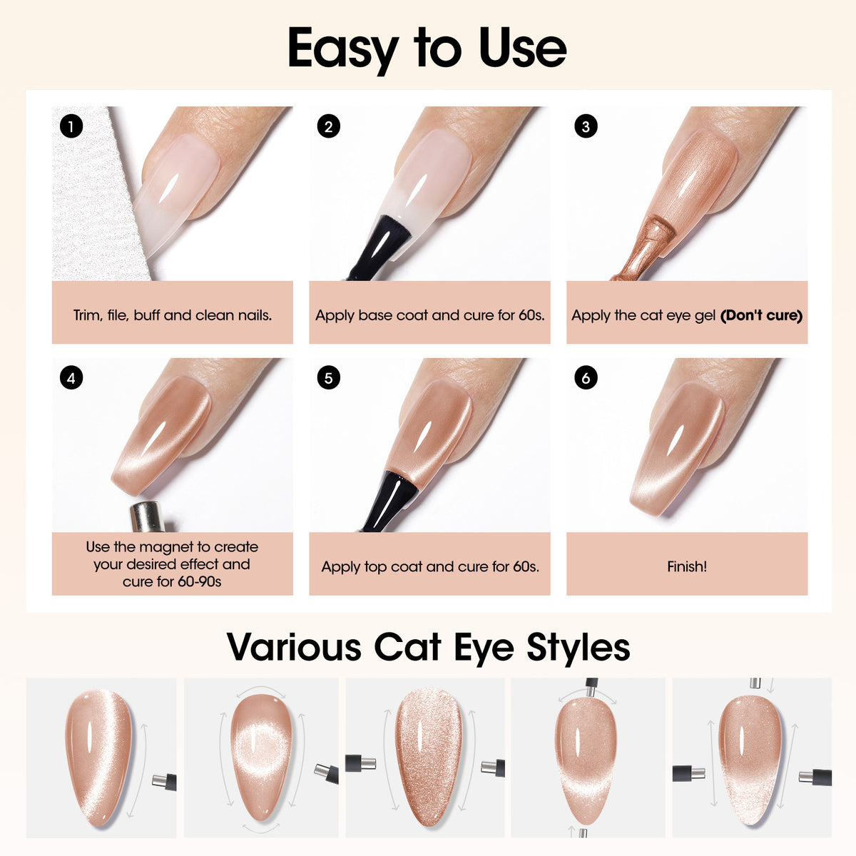 1002 Nude Cat Eye Gel Nail Polish 18ml