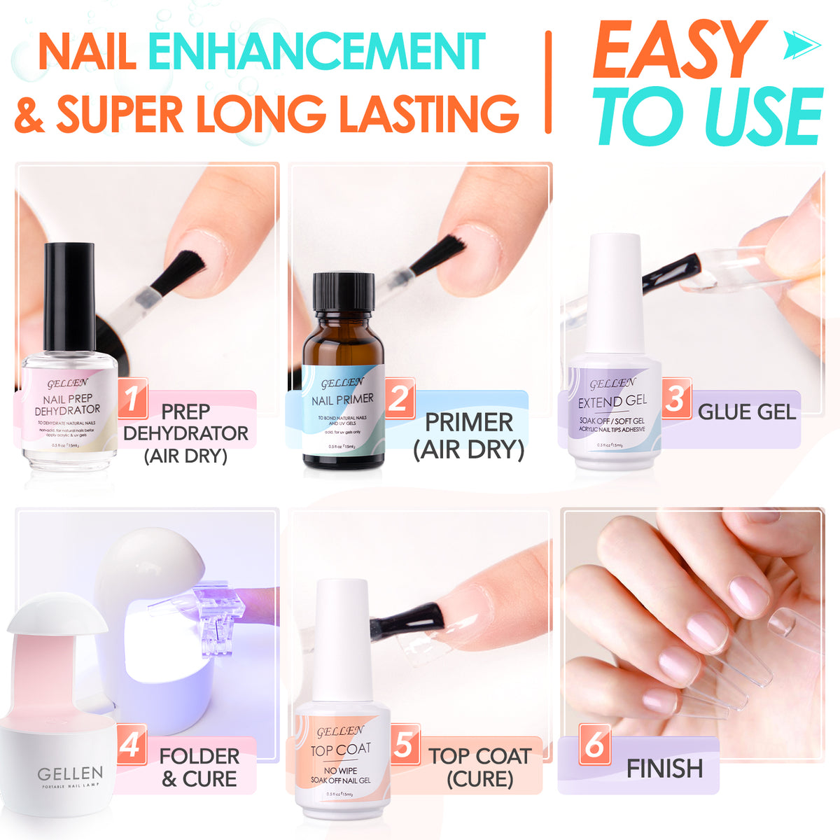 Gellen Almond Nail Tips and Glue Kit 240Pcs