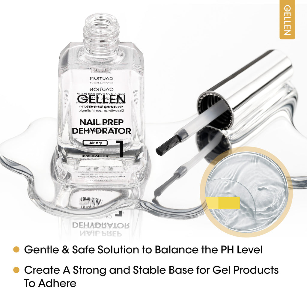 Gellen Nail Dehydrator, Primer, and Cuticle Oil 18ML - Hema-Free Acid-Free Nail Prep