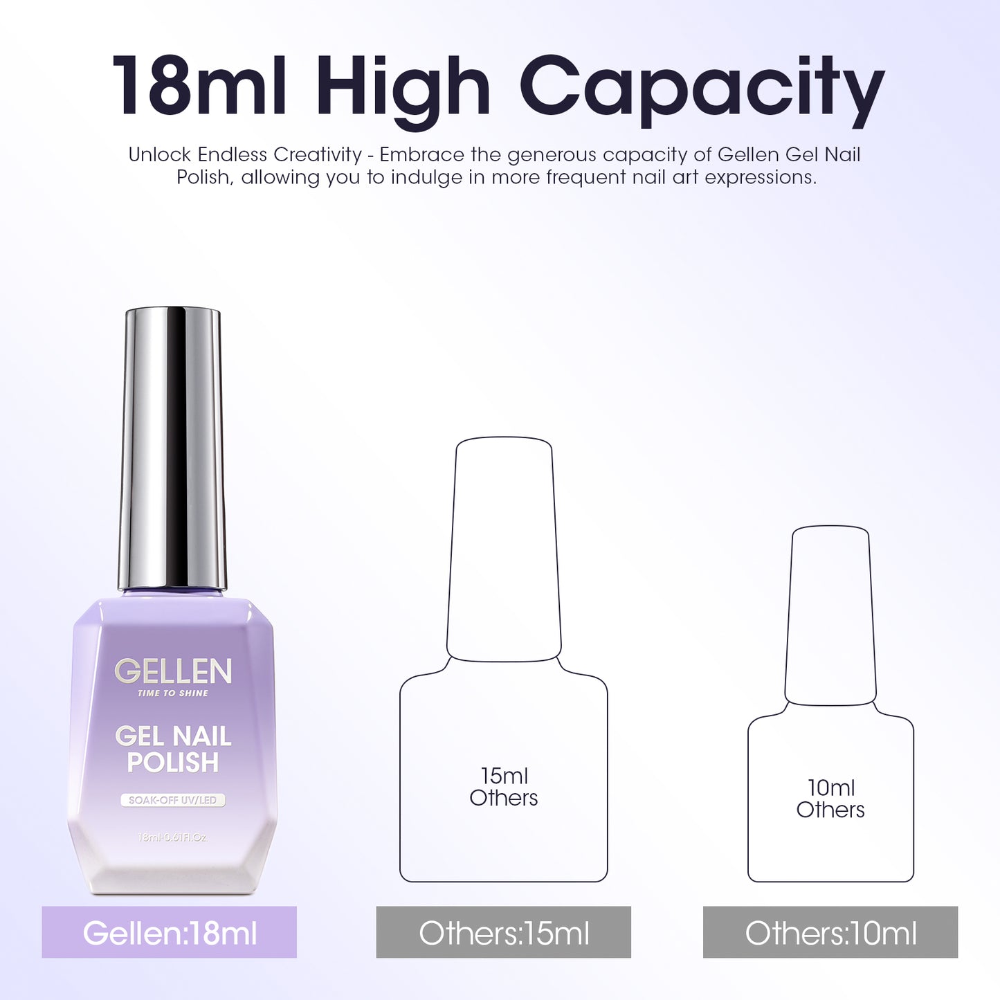 Gellen Black Gel Nail Polish #107, 18ml