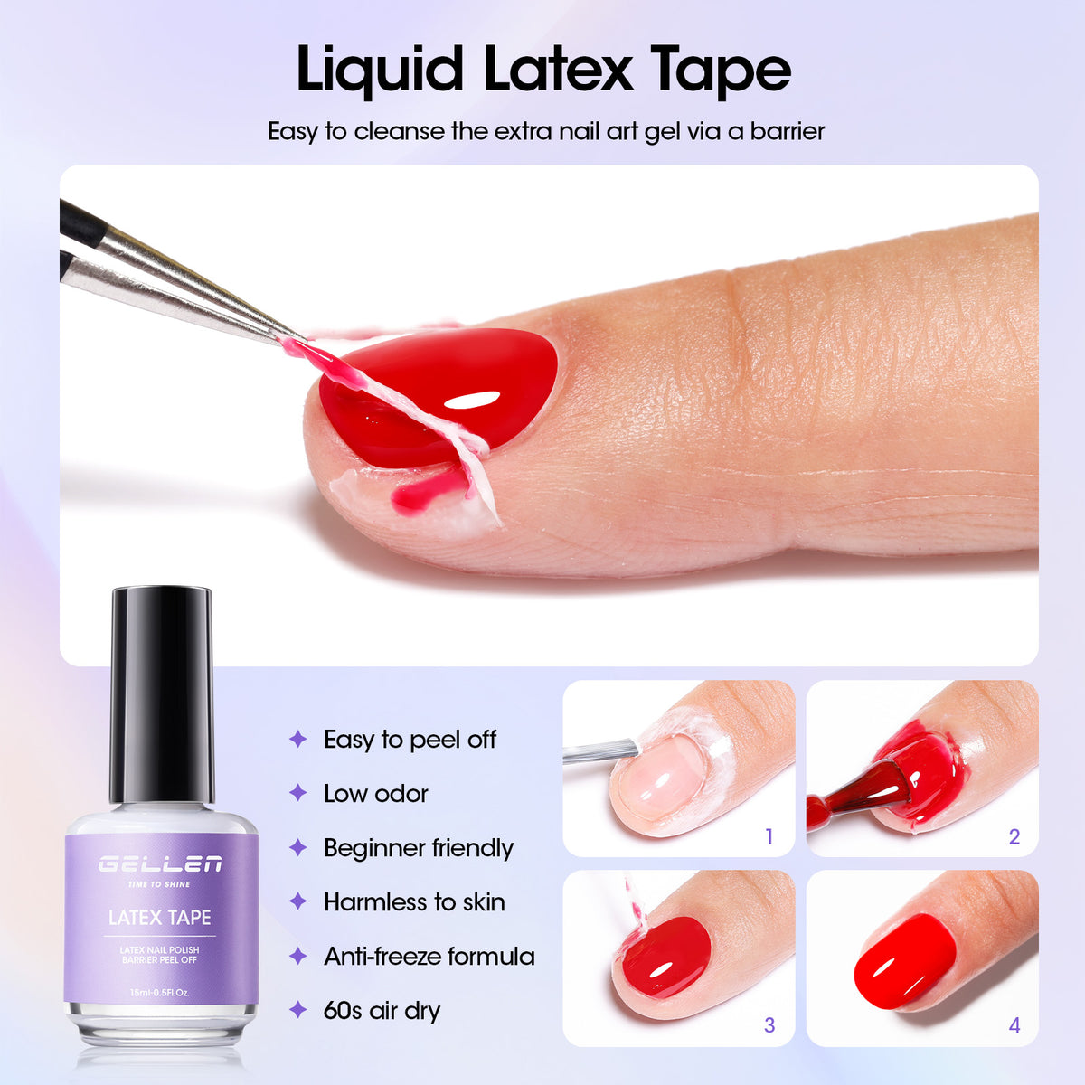 Gellen Upgraded Gel Nail Polish Remover Pro Set - 18ML Gel Polish Remover and 15ML Latex Tape Peel Off Liquid
