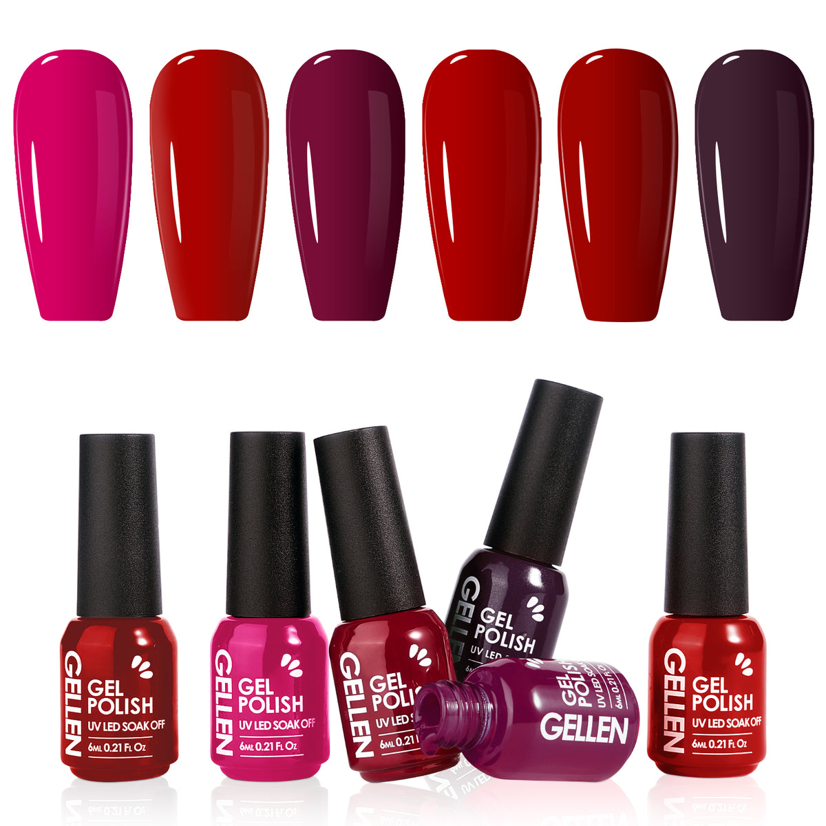 Crimson Allure 6 Colors Gel Nail Polish Valentine Set