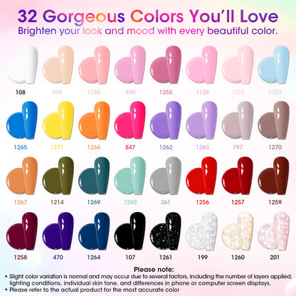 Gellen 32+5 Gel Nail Polish Kit, Classic Style Collection