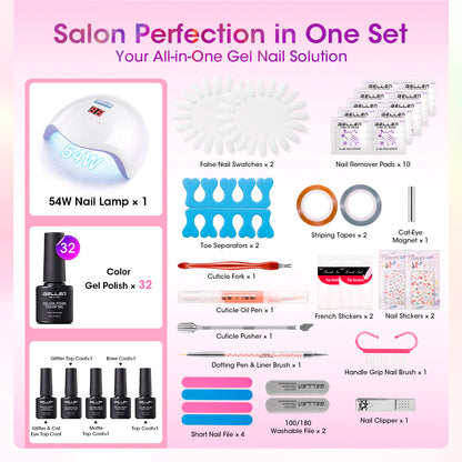 Gellen 32+5 Gel Nail Polish Kit, Classic Style Collection