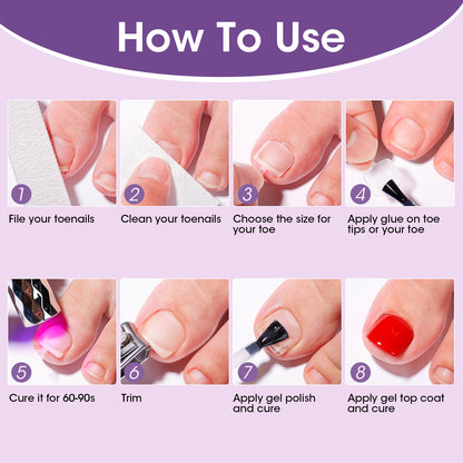 Gellen 300pcs Clear Toe Nail Tips