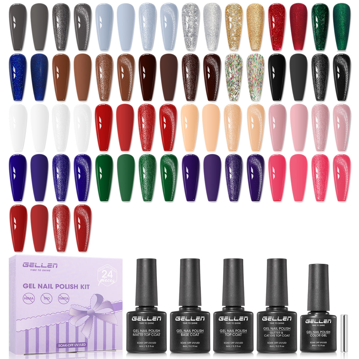 Gellen 20+4 Gel Nail Polish Set, Merry & Bright Collection