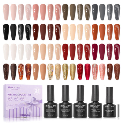 Gellen 20+4 Gel Nail Polish Set, Velvet Mocha Collection