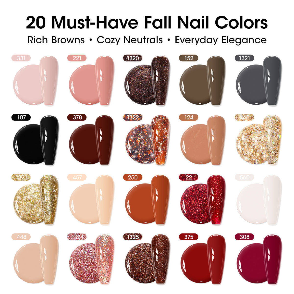 Gellen 20+4 Gel Nail Polish Set, Velvet Mocha Collection