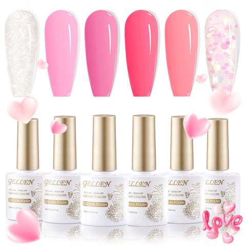 Pink Petals 6 Colors Gel Nail Polish Set