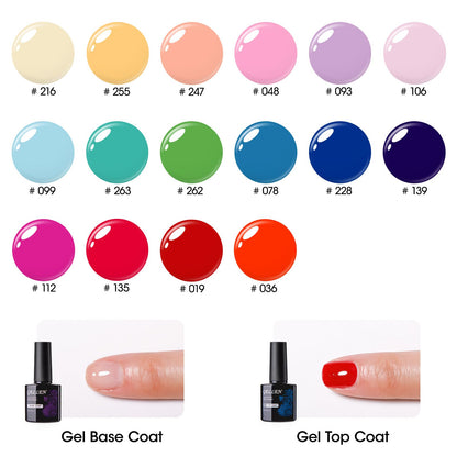 16 Colors Gel Polish Set with Base & Top Coat