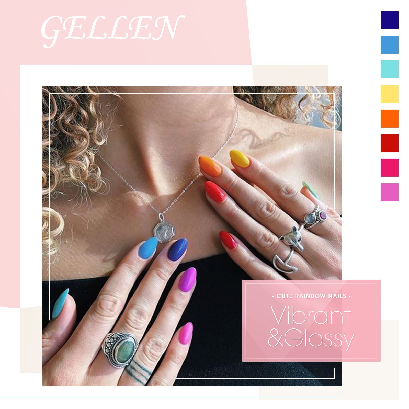 【美品】FROM THE NAIL カラージェル 16本セット Gellen 16 Colors Gel Nail Polish Set 6ml with Base&Top Coats